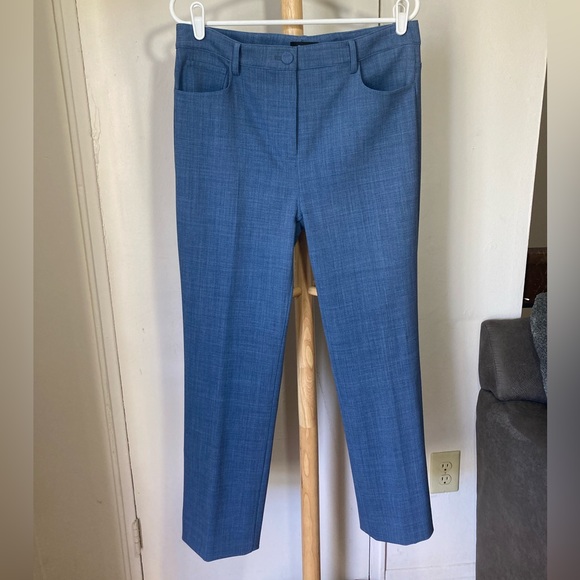Theory Wool Blend Denim Portland Chambray Casual Straight Leg Trouser Pants - Picture 13 of 17